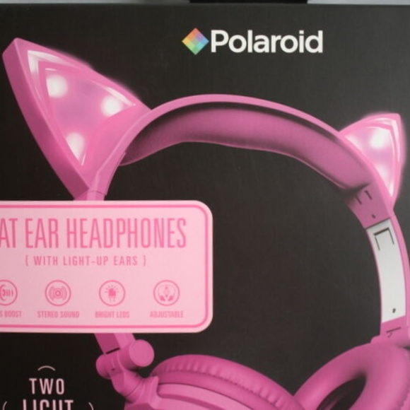 Polaroid Pink Cat Ear Headphones Light Up Ears - Picture 2 of 3